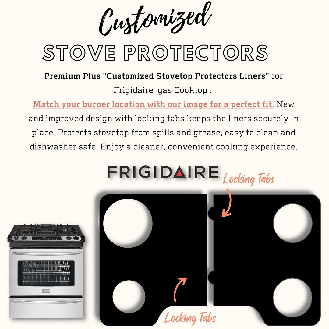 Stove Protector Liners Compatible with Frigidaire Stoves, GAS Ranges - Customized - Easy Cleaning Liners for Frigidaire Compatible Model FGGS3065PFU
